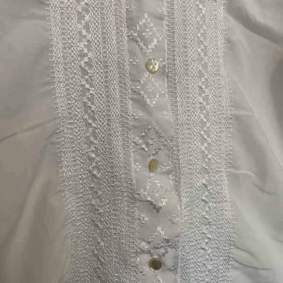 VINTAGE white fancy button down dress shirt M - Picture 11 of 12